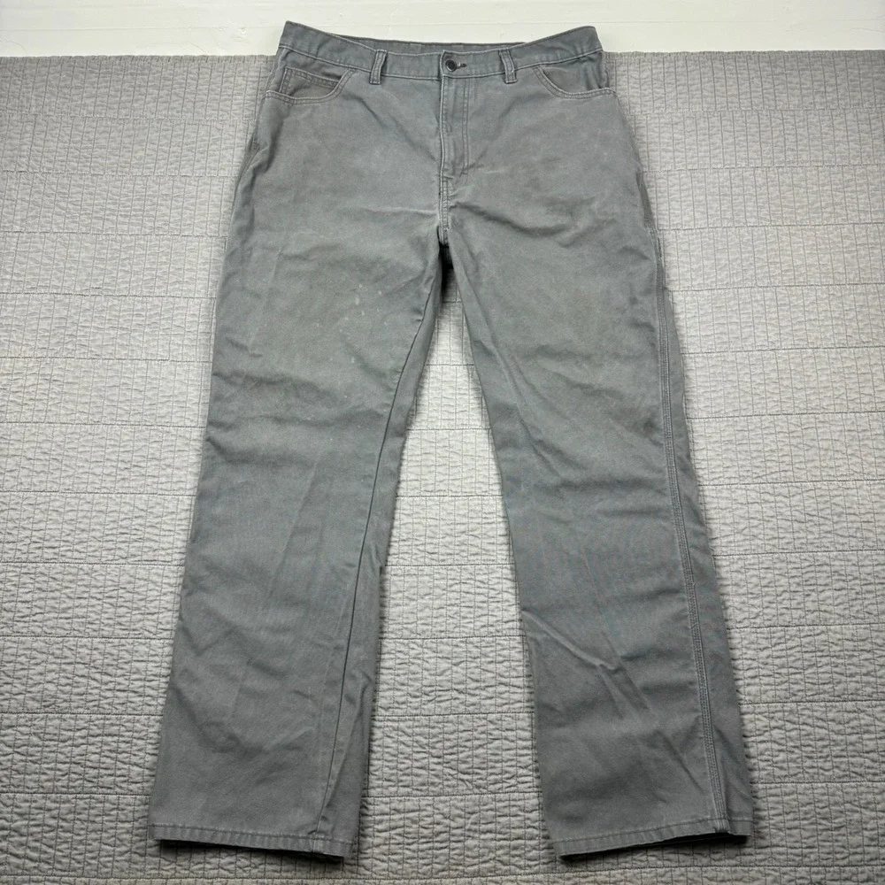 Dickies Carpenter Pants Men 36x32 Gray Canvas Workwear Utility Distressed Faded